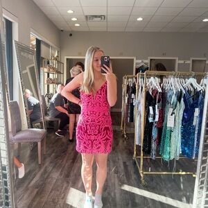Vibrant Pink Patterned Dress